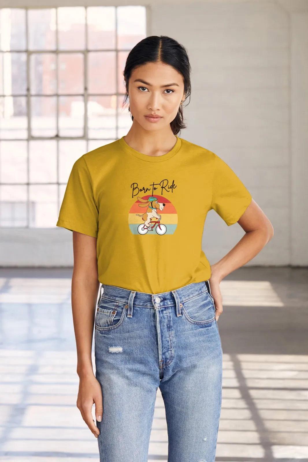 "Born to Ride – Adventure Dog Biking T-Shirt for Those Who Love the Outdoors" | Women’s T-shirt for Animal Lovers