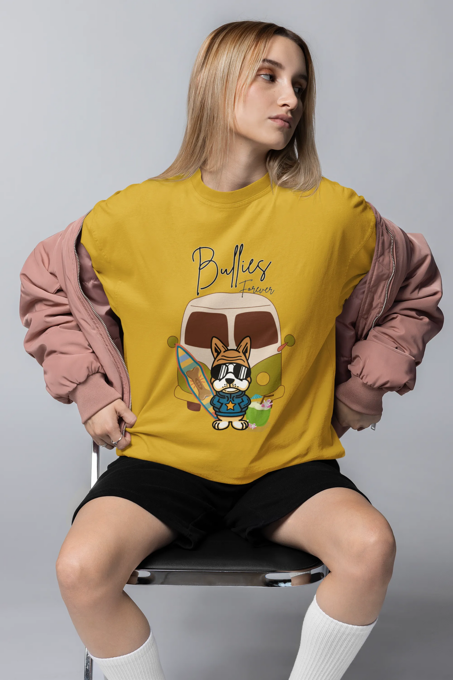 "Bullies Forever Surf Van T-Shirt – Cool French Bulldog Tee " | Women’s T-shirt for Animal Lovers
