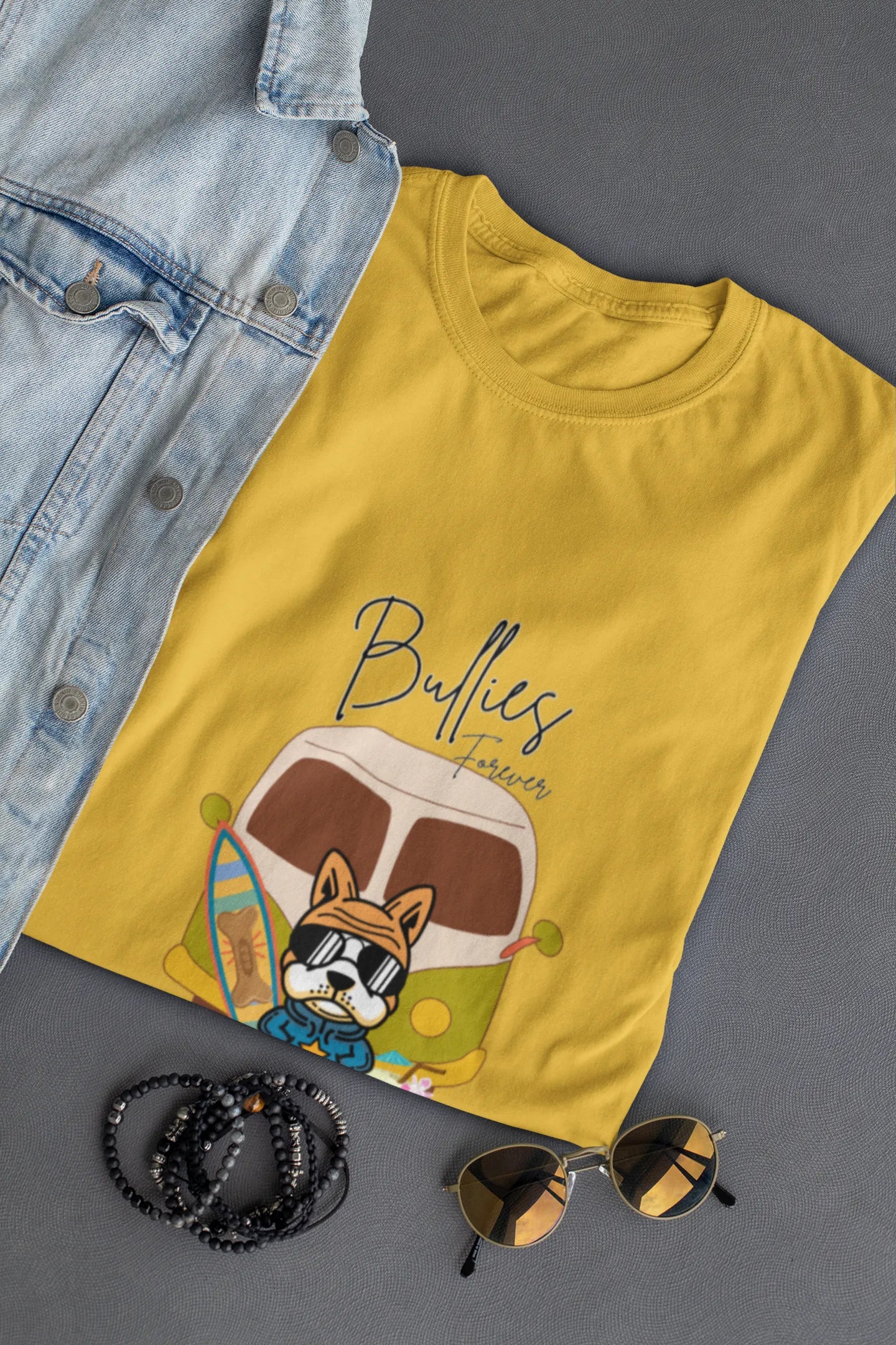 "Bullies Forever Surf Van T-Shirt – Cool French Bulldog Tee " | Women’s T-shirt for Animal Lovers