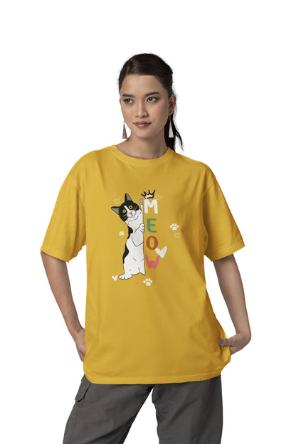 "Cute Cartoon Cat MEOW T-Shirt – Funny Kitty Graphic Tee for Cat Lovers" | Women’s T-shirt for Animal Lovers