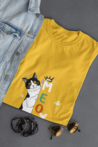 "Cute Cartoon Cat MEOW T-Shirt – Funny Kitty Graphic Tee for Cat Lovers" | Women’s T-shirt for Animal Lovers
