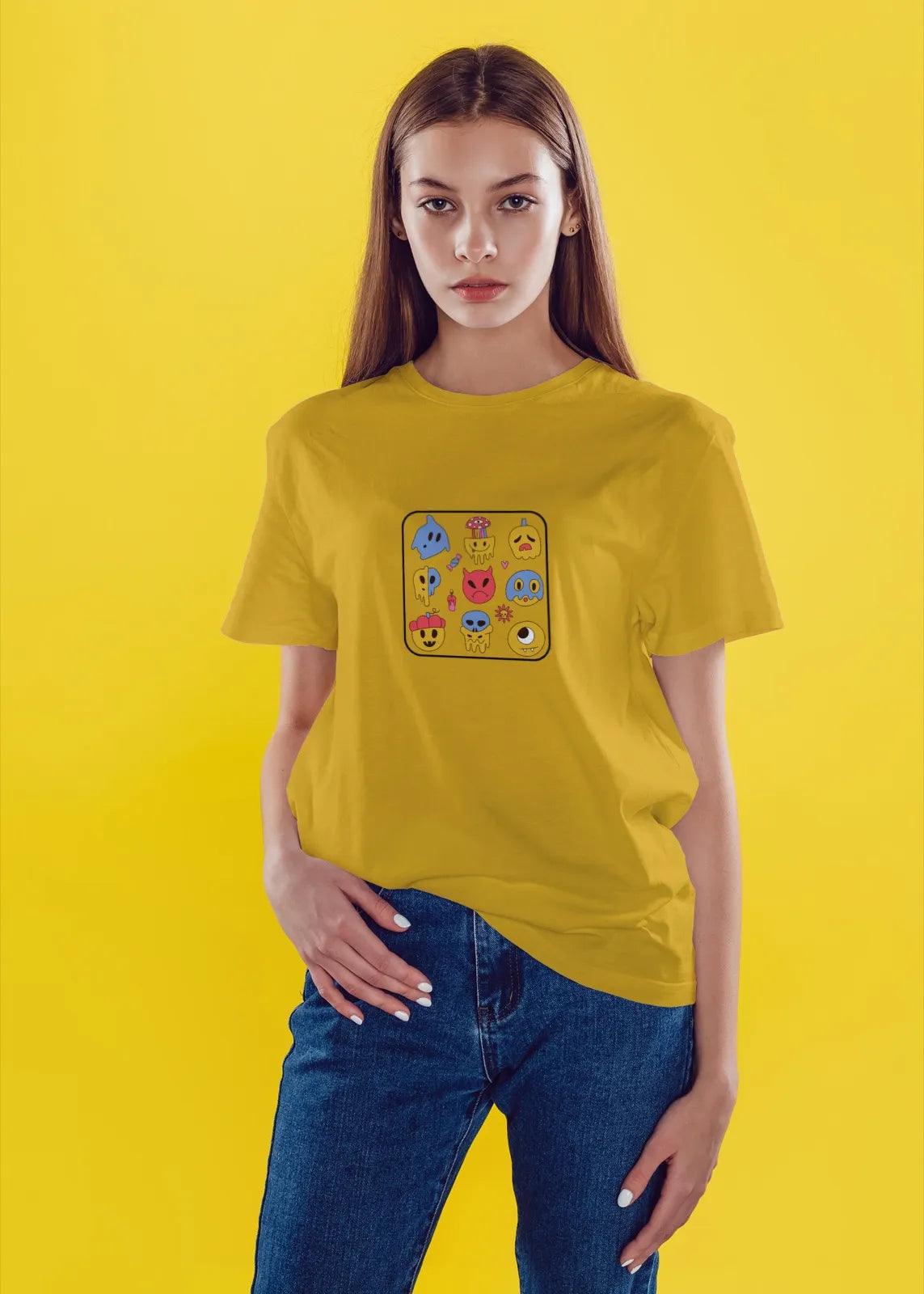 Funky Monster Face Cartoon T-Shirt for Women from Woven Weft