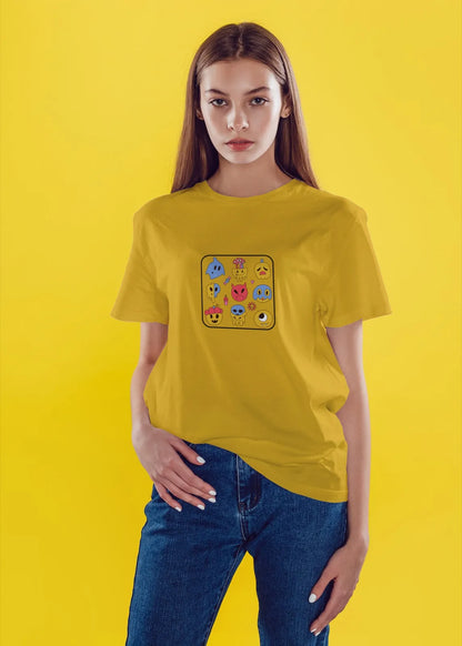 Funky Monster Face Cartoon T-Shirt for Women from Woven Weft
