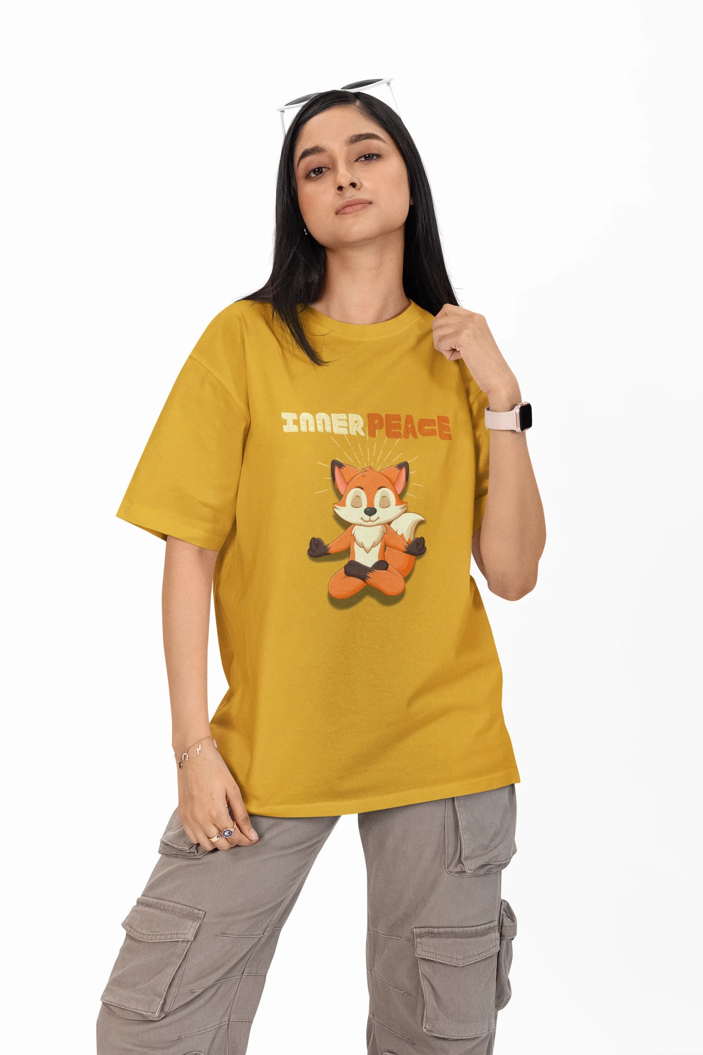 "Inner Peace Fox T-Shirt – Meditating Cartoon Vibes Graphic Tee for Calm Souls" | Women’s T-shirt for Cartoon Lovers