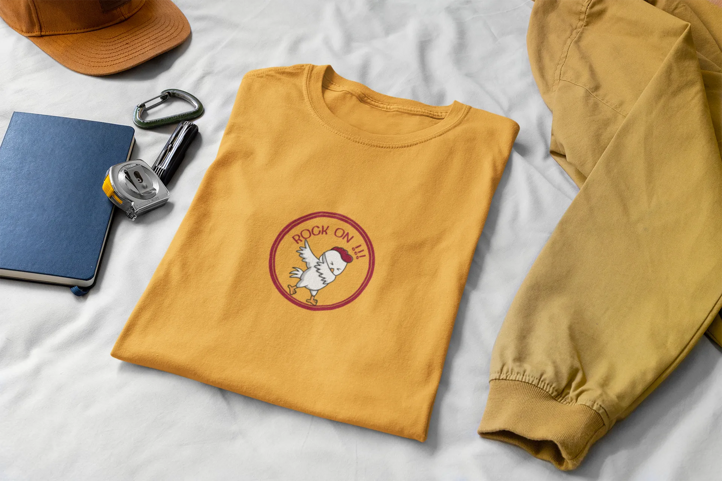 Rock On Dabbing Chicken Graphic T-Shirt for Men