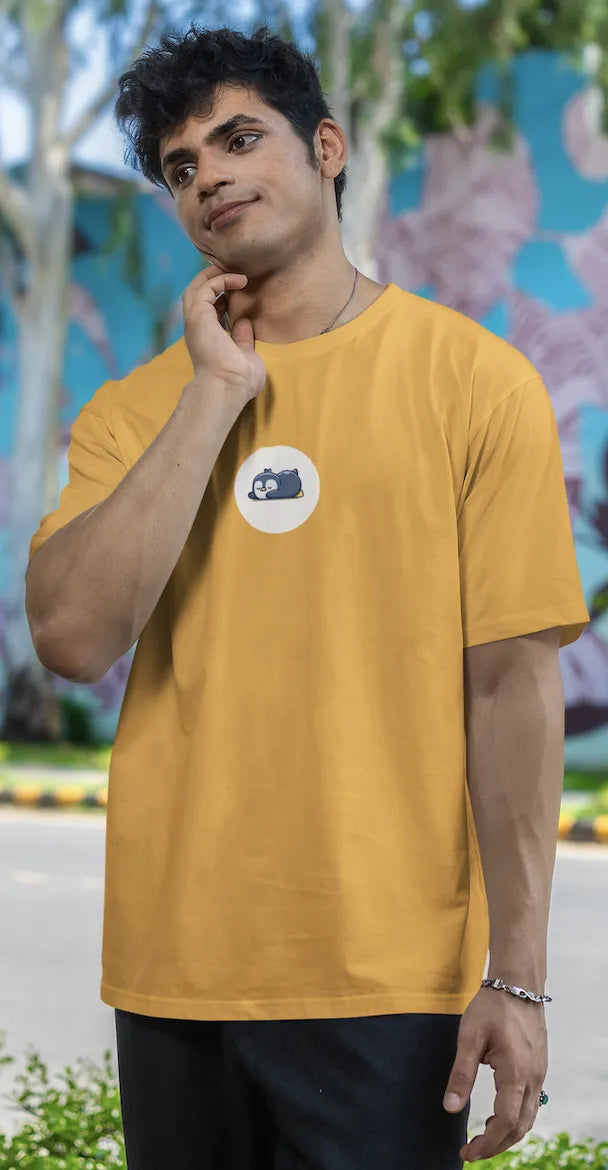 "Sleepy Penguin T-Shirt – Cute Chill Vibes Cartoon Tee" | Men’s T-shirt for Cartoon Lovers