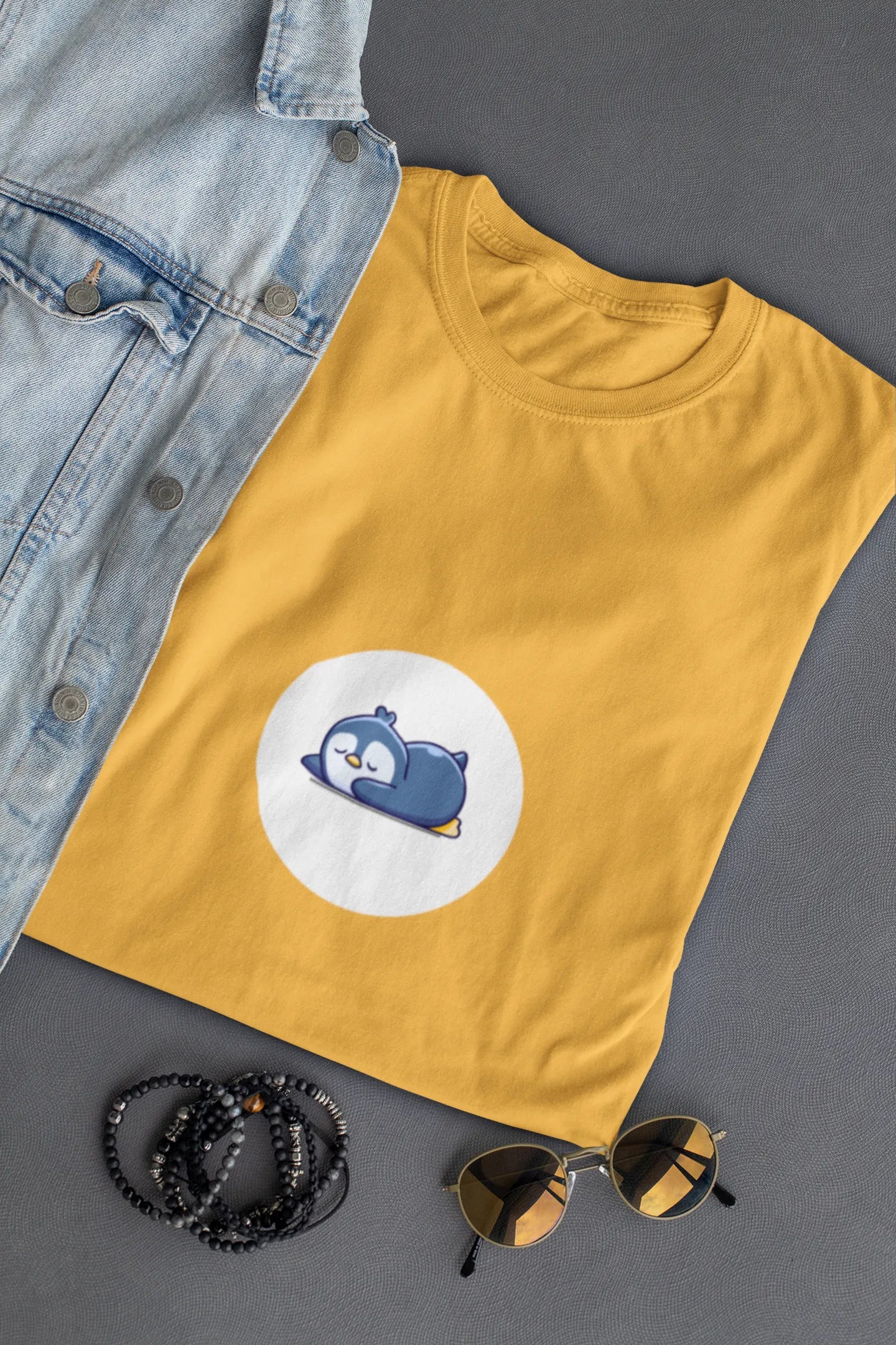 "Sleepy Penguin T-Shirt – Cute Chill Vibes Cartoon Tee" | Men’s T-shirt for Cartoon Lovers