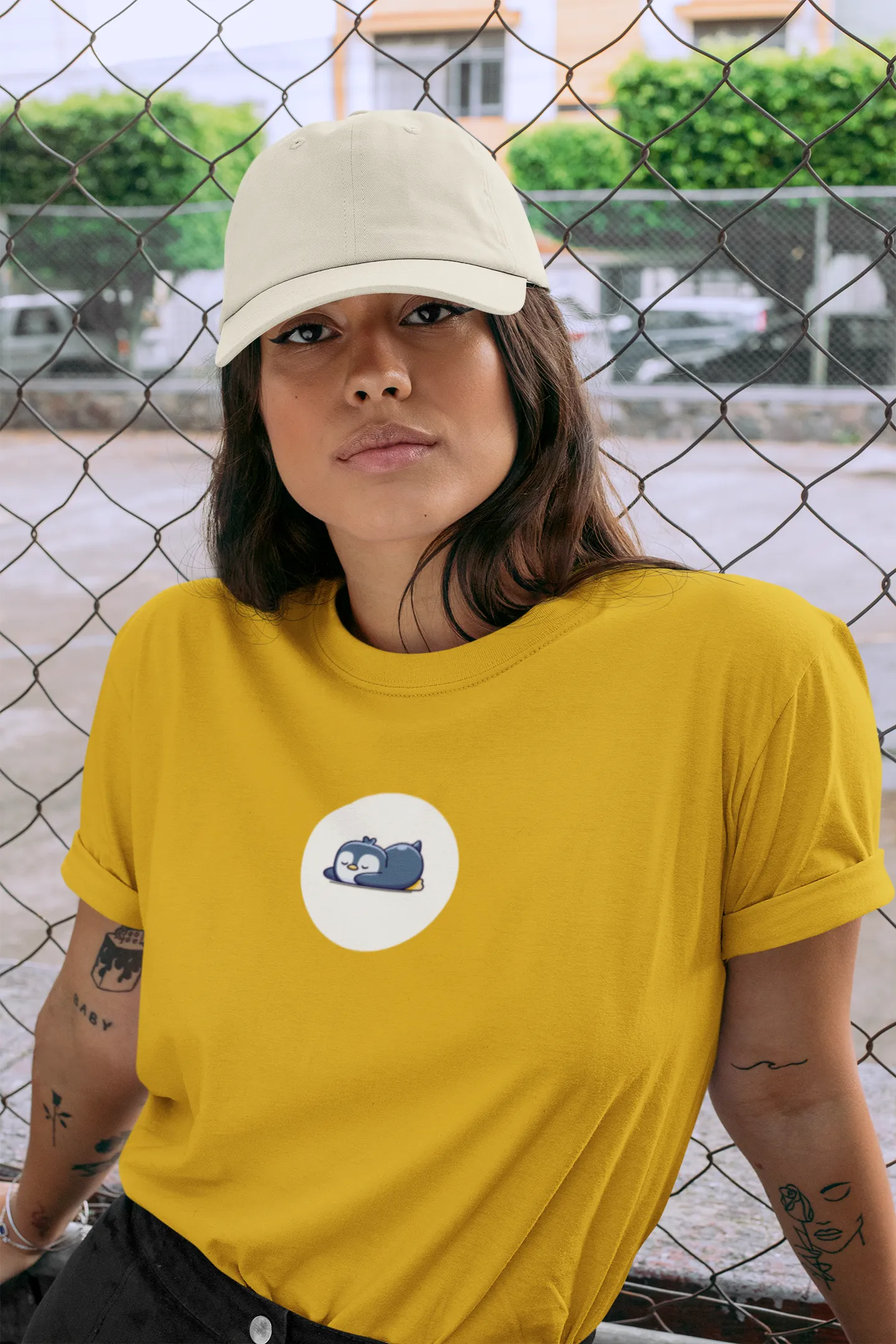 "Sleepy Penguin T-Shirt – Cute Chill Vibes Cartoon Tee" | Women’s T-shirt for Cartoon Lovers