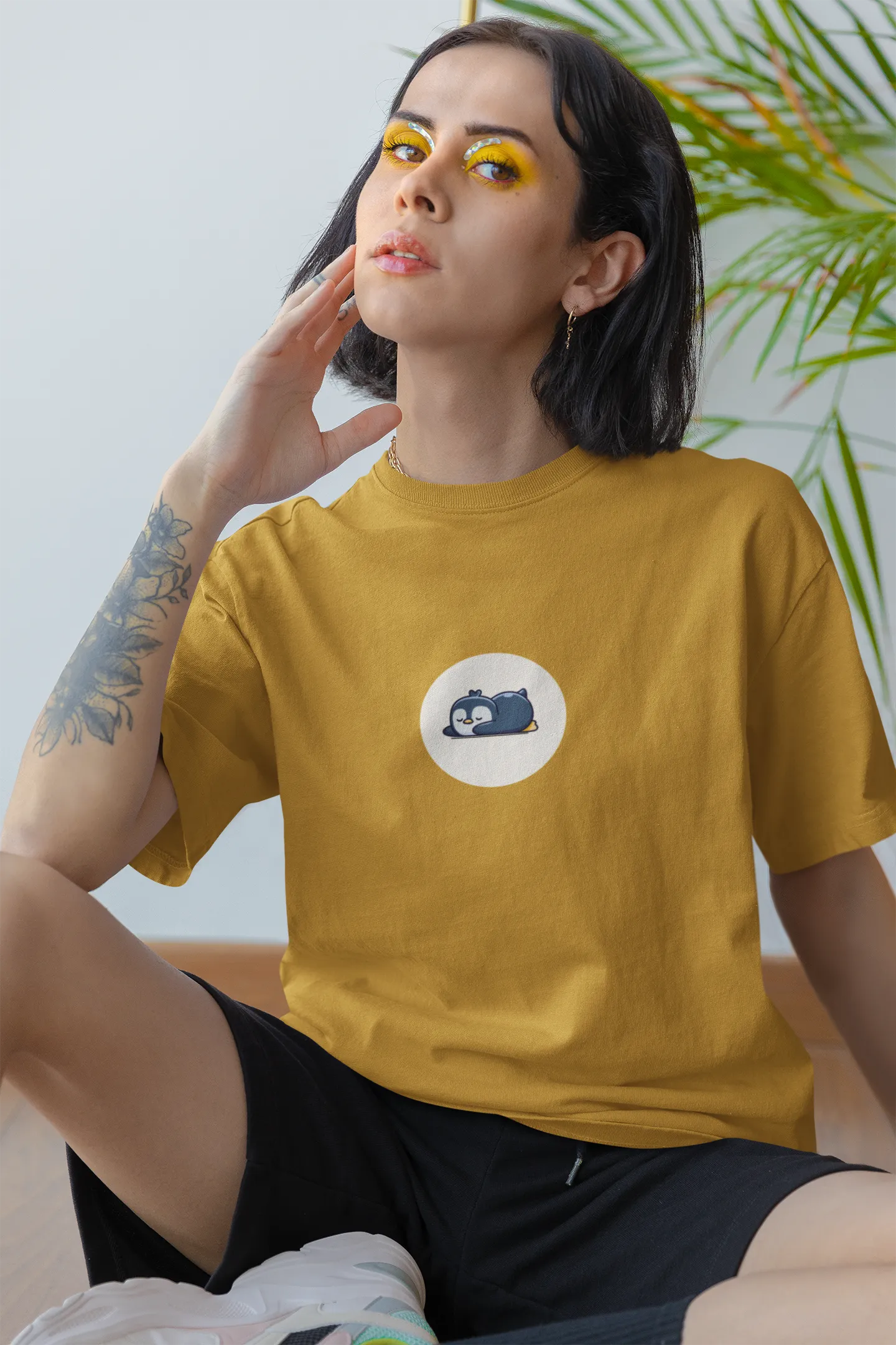 "Sleepy Penguin T-Shirt – Cute Chill Vibes Cartoon Tee" | Women’s T-shirt for Cartoon Lovers