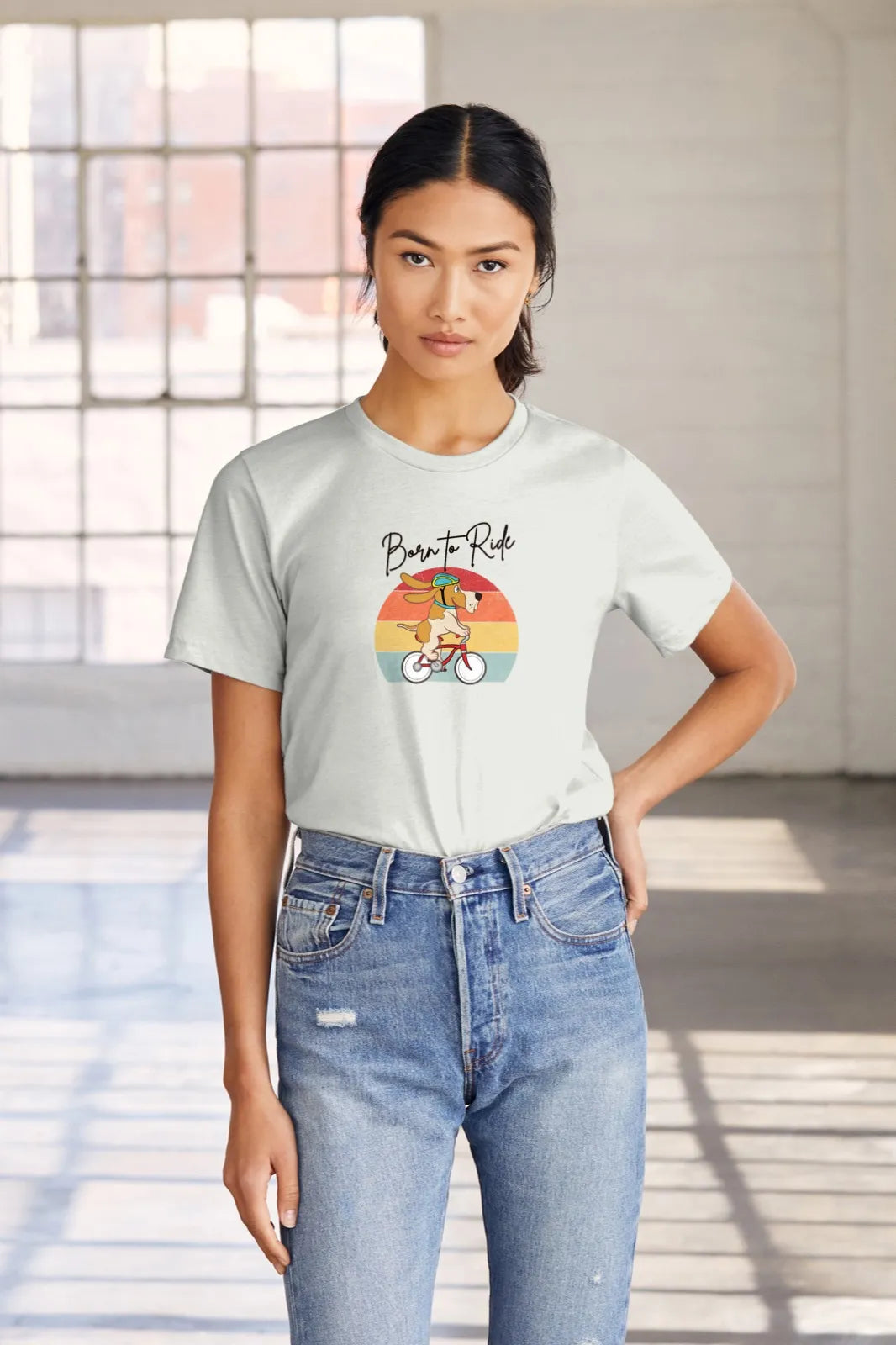 "Born to Ride – Adventure Dog Biking T-Shirt for Those Who Love the Outdoors" | Women’s T-shirt for Animal Lovers