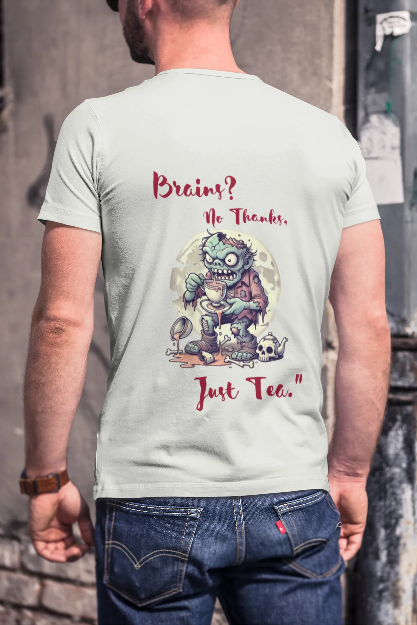 "Brains? No Thanks, Just Tea" | Men’s T-shirt for Tea Lovers