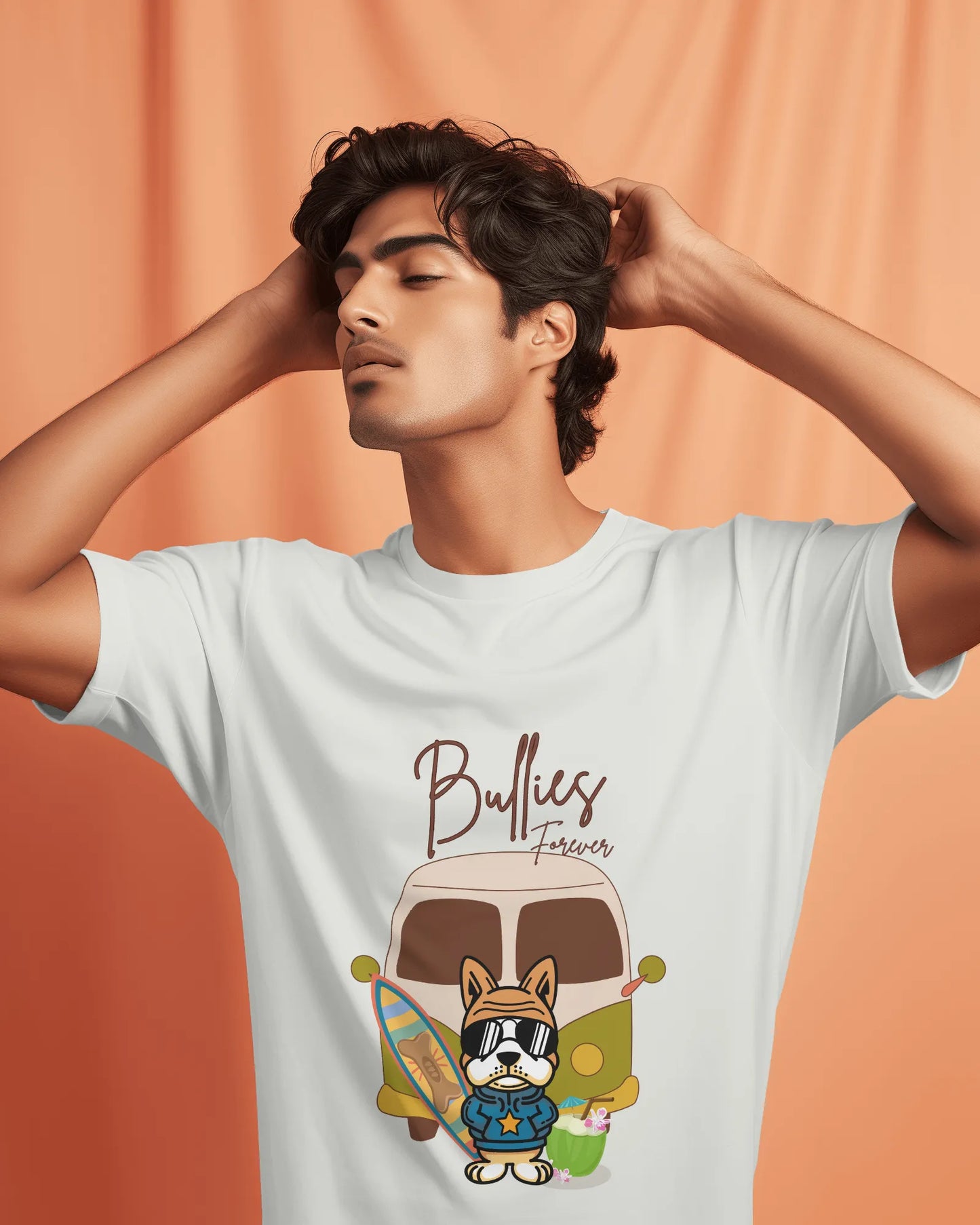 "Bullies Forever Surf Van T-Shirt – Cool French Bulldog Tee " | Men’s T-shirt for Animal Lovers