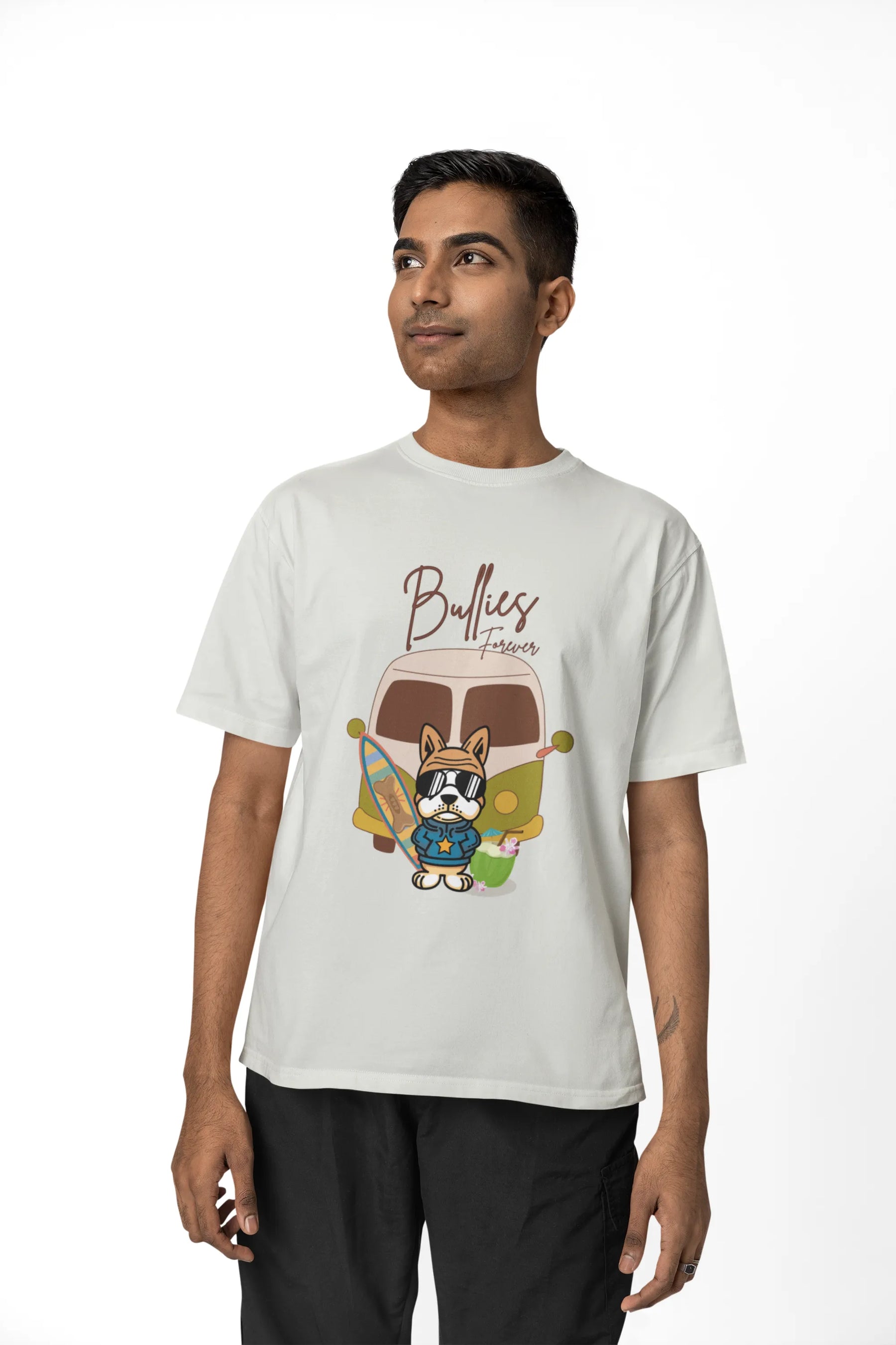 "Bullies Forever Surf Van T-Shirt – Cool French Bulldog Tee " | Men’s T-shirt for Animal Lovers
