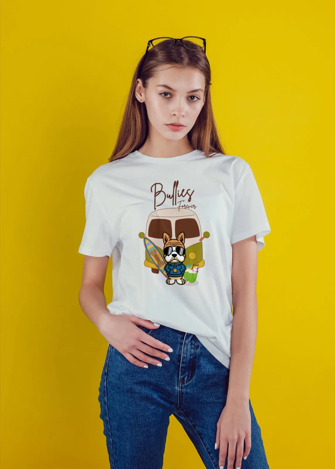 "Bullies Forever Surf Van T-Shirt – Cool French Bulldog Tee " | Women’s T-shirt for Animal Lovers