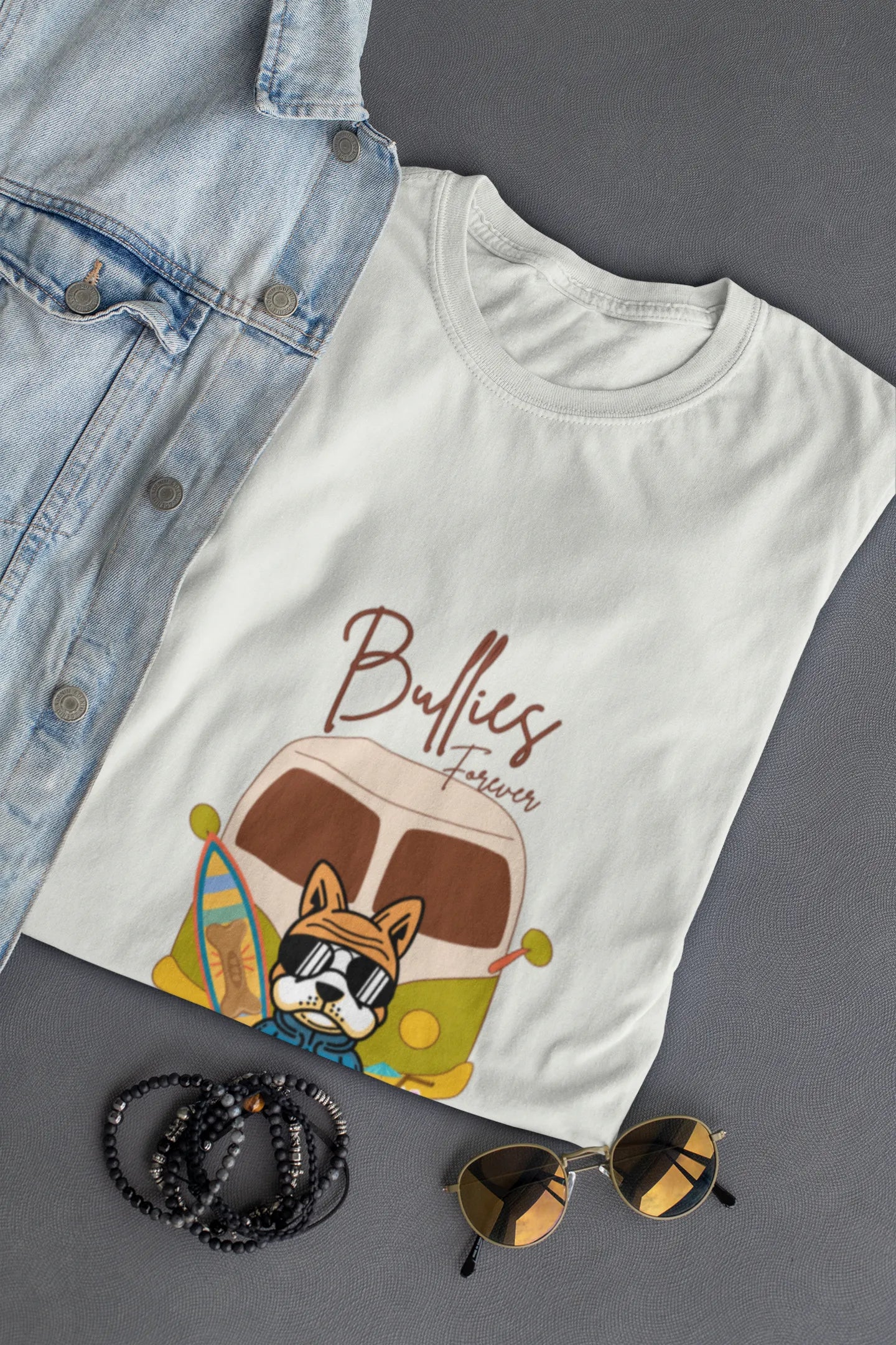 "Bullies Forever Surf Van T-Shirt – Cool French Bulldog Tee " | Women’s T-shirt for Animal Lovers