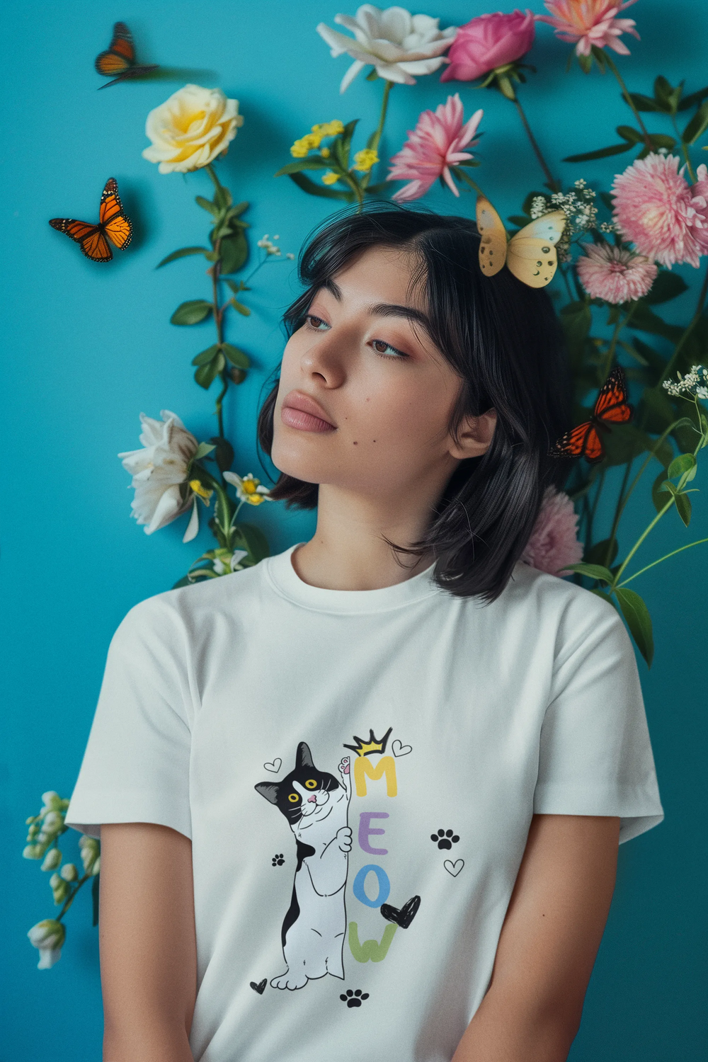 "Cute Cartoon Cat MEOW T-Shirt – Funny Kitty Graphic Tee for Cat Lovers" | Women’s T-shirt for Animal Lovers