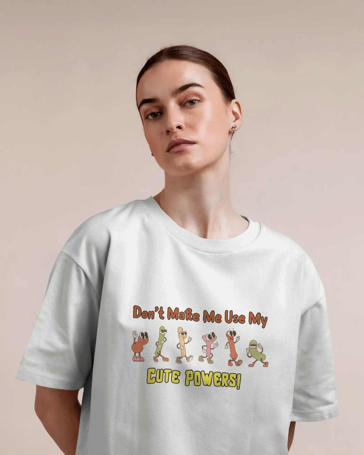 "Don’t Make Me Use My Cute Powers T-Shirt – Funny Cartoon Graphic Tee" | Women’s T-shirt for Cartoon Lovers