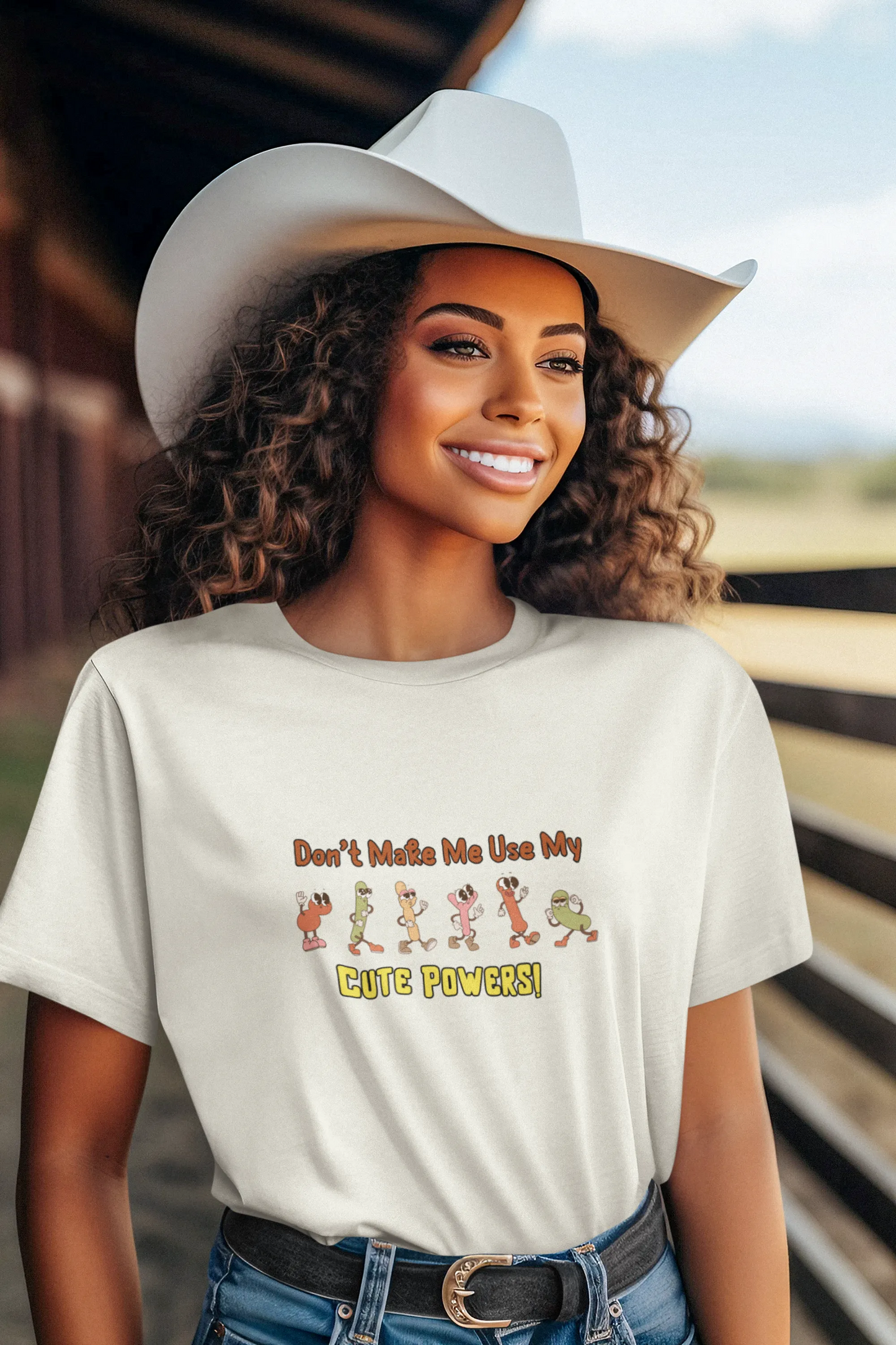 "Don’t Make Me Use My Cute Powers T-Shirt – Funny Cartoon Graphic Tee" | Women’s T-shirt for Cartoon Lovers
