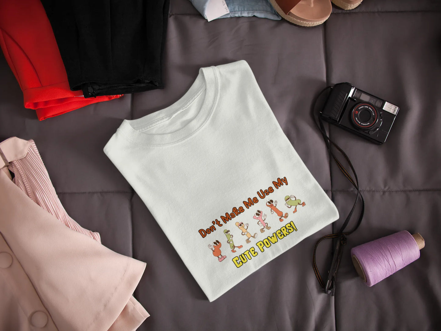 "Don’t Make Me Use My Cute Powers T-Shirt – Funny Cartoon Graphic Tee" | Women’s T-shirt for Cartoon Lovers