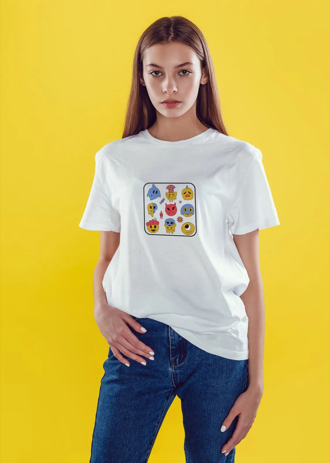 Funky Monster Face Cartoon T-Shirt for Women from Woven Weft