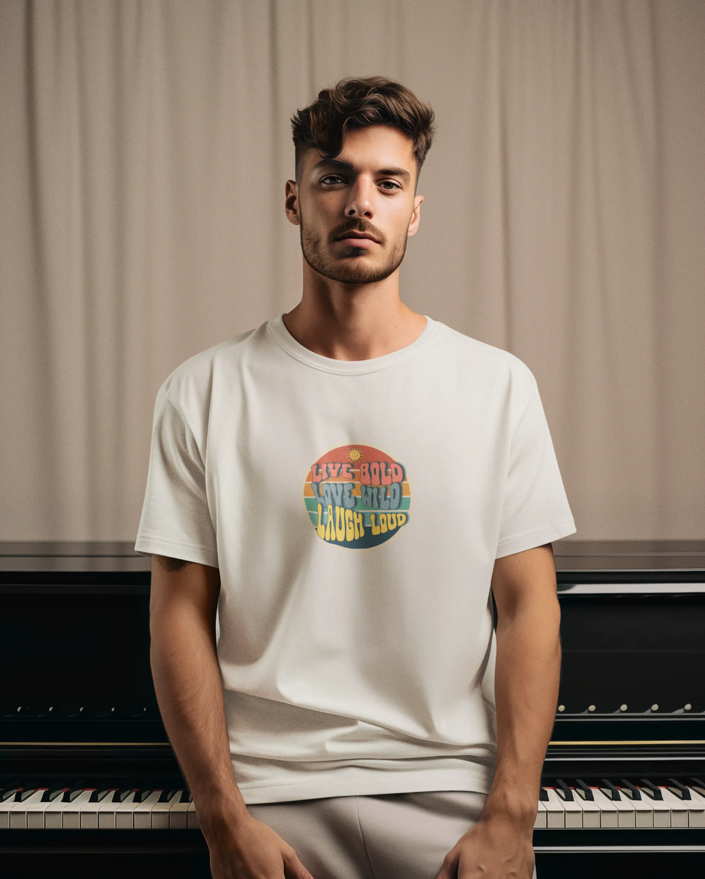 "Live Bold - Love Wild - Laugh Loud" | Men’s Motivational T-shirt