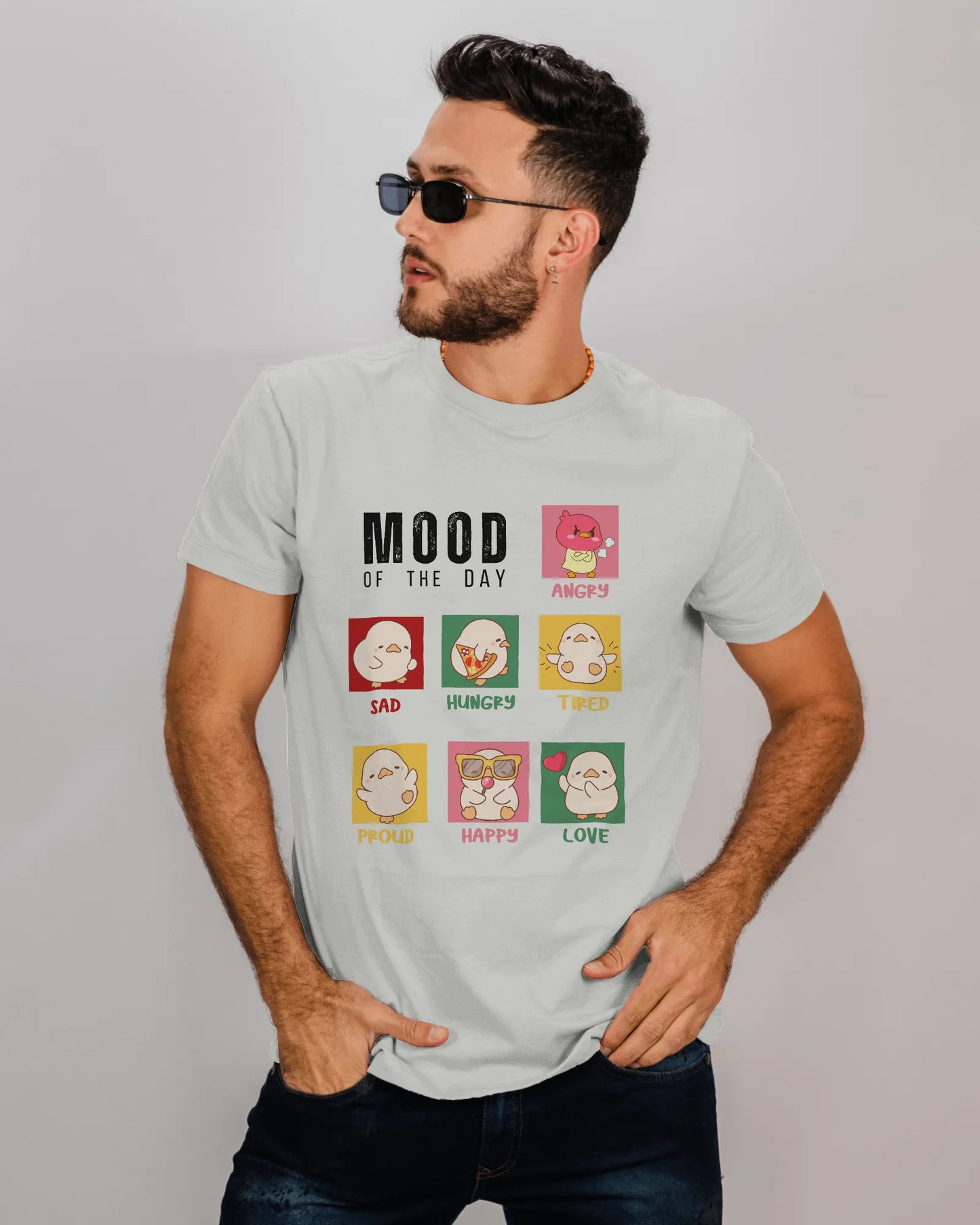 "Mood Chick Emotions T-Shirt – Cute Kawaii Cartoon Tee" | Men’s T-shirt for Animal Lovers