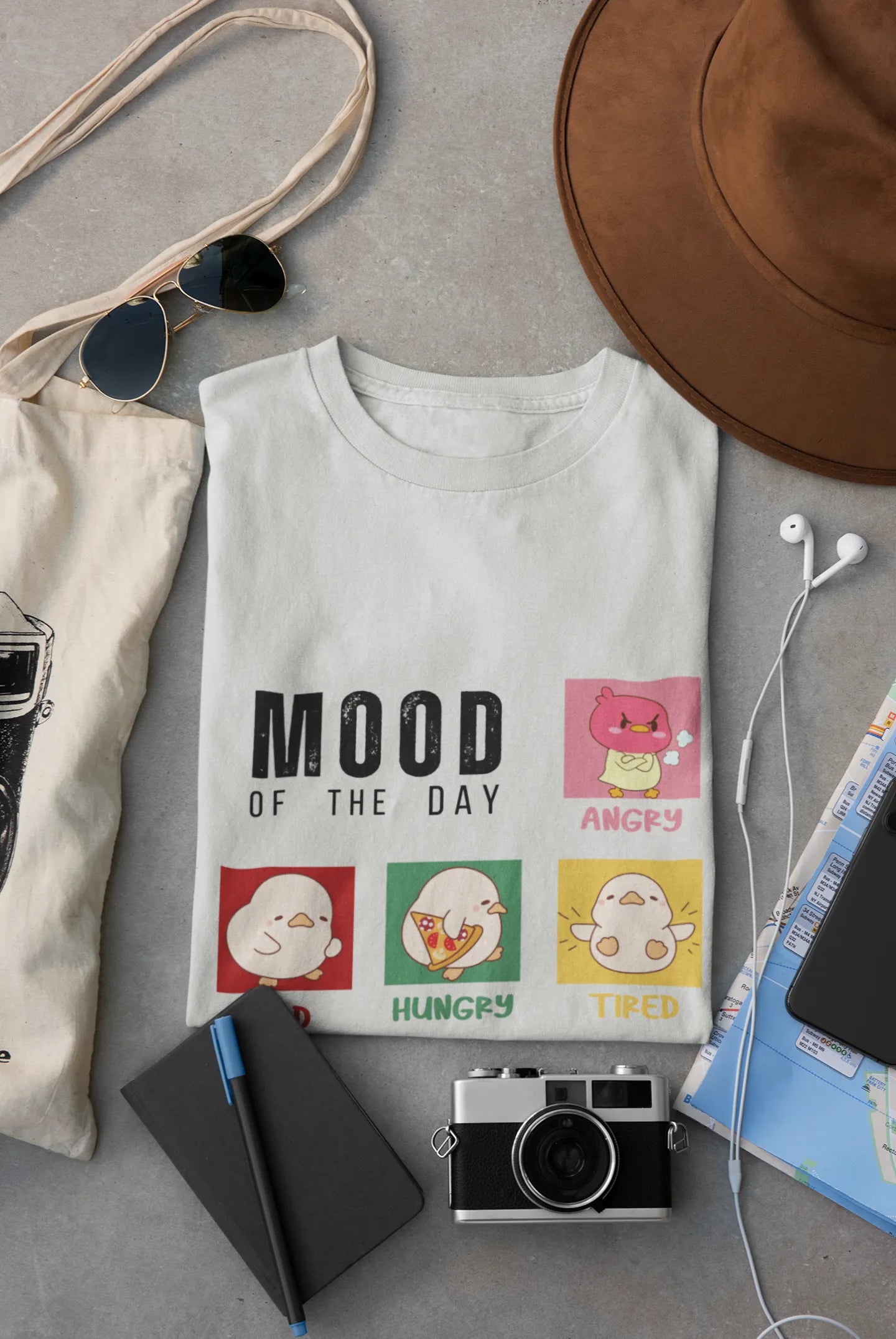 "Mood Chick Emotions T-Shirt – Cute Kawaii Cartoon Tee" | Women’s T-shirt for Animal Lovers
