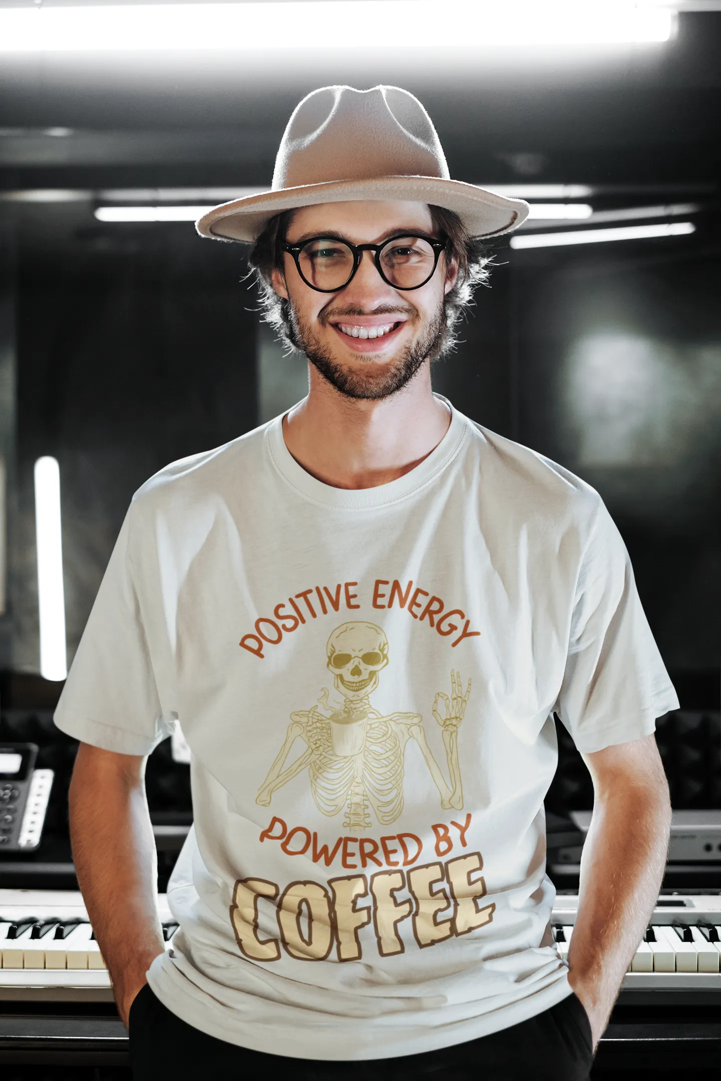 "Positive Energy Powered By Coffee" | Men’s Coffee Lovers T-shirt
