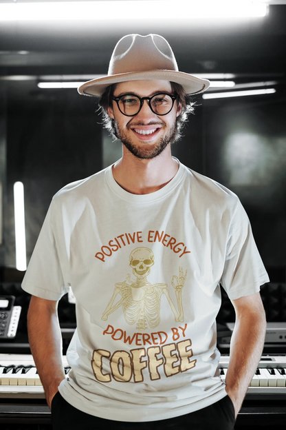 "Positive Energy Powered By Coffee" | Men’s Coffee Lovers T-shirt