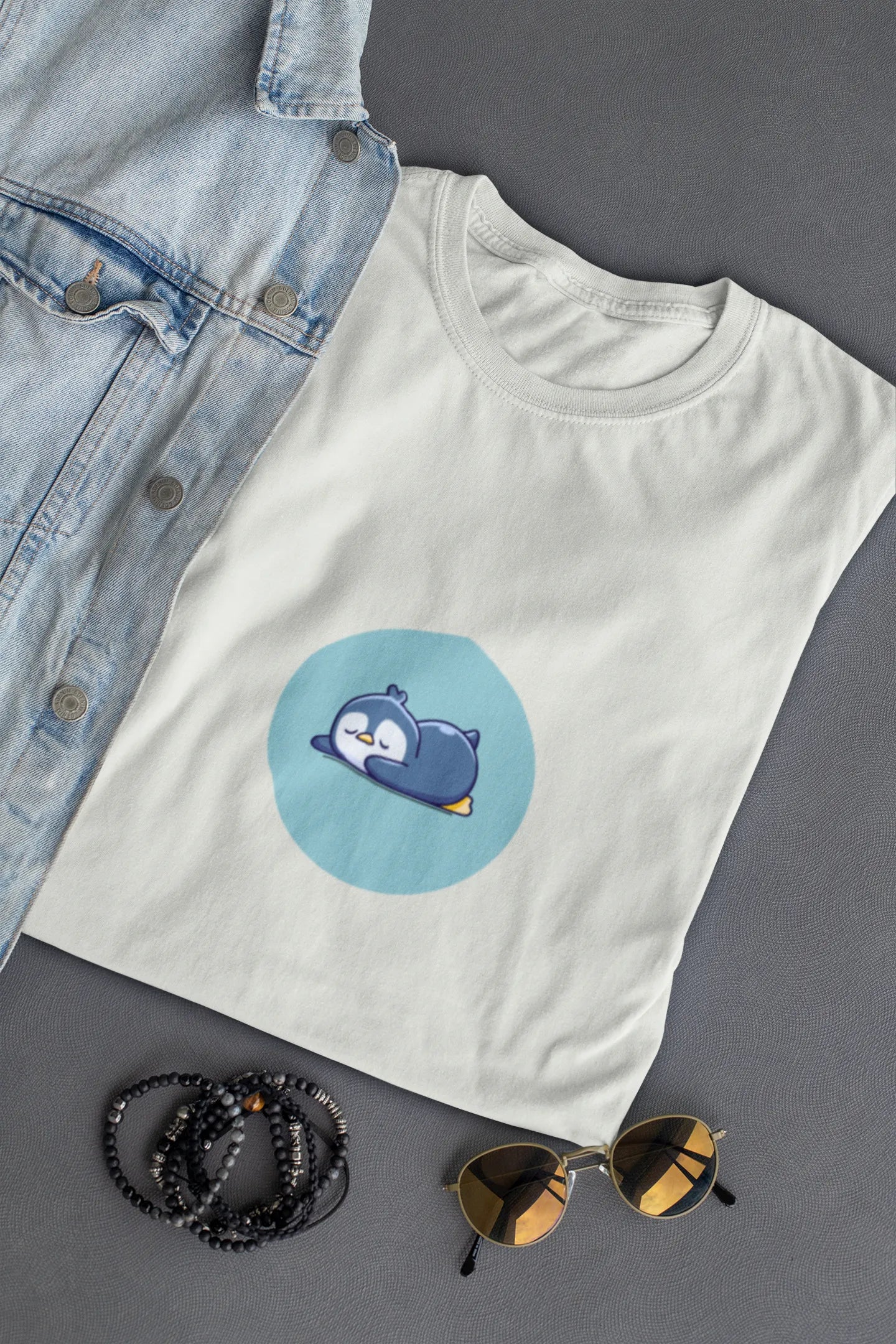 "Sleepy Penguin T-Shirt – Cute Chill Vibes Cartoon Tee" | Men’s T-shirt for Cartoon Lovers