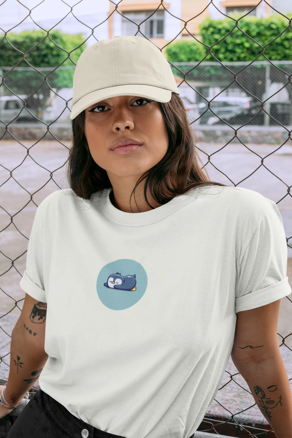 "Sleepy Penguin T-Shirt – Cute Chill Vibes Cartoon Tee" | Women’s T-shirt for Cartoon Lovers
