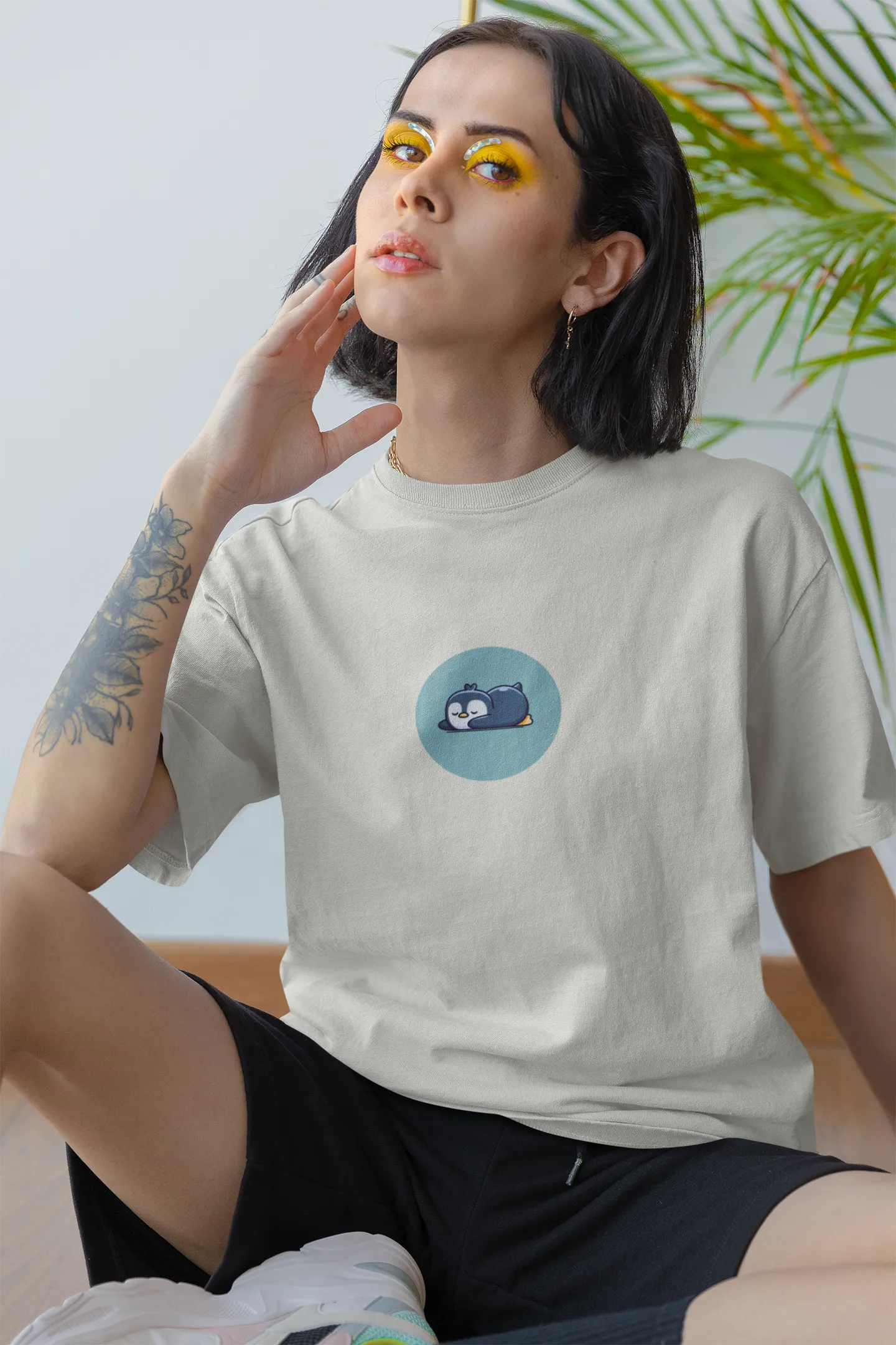 "Sleepy Penguin T-Shirt – Cute Chill Vibes Cartoon Tee" | Women’s T-shirt for Cartoon Lovers