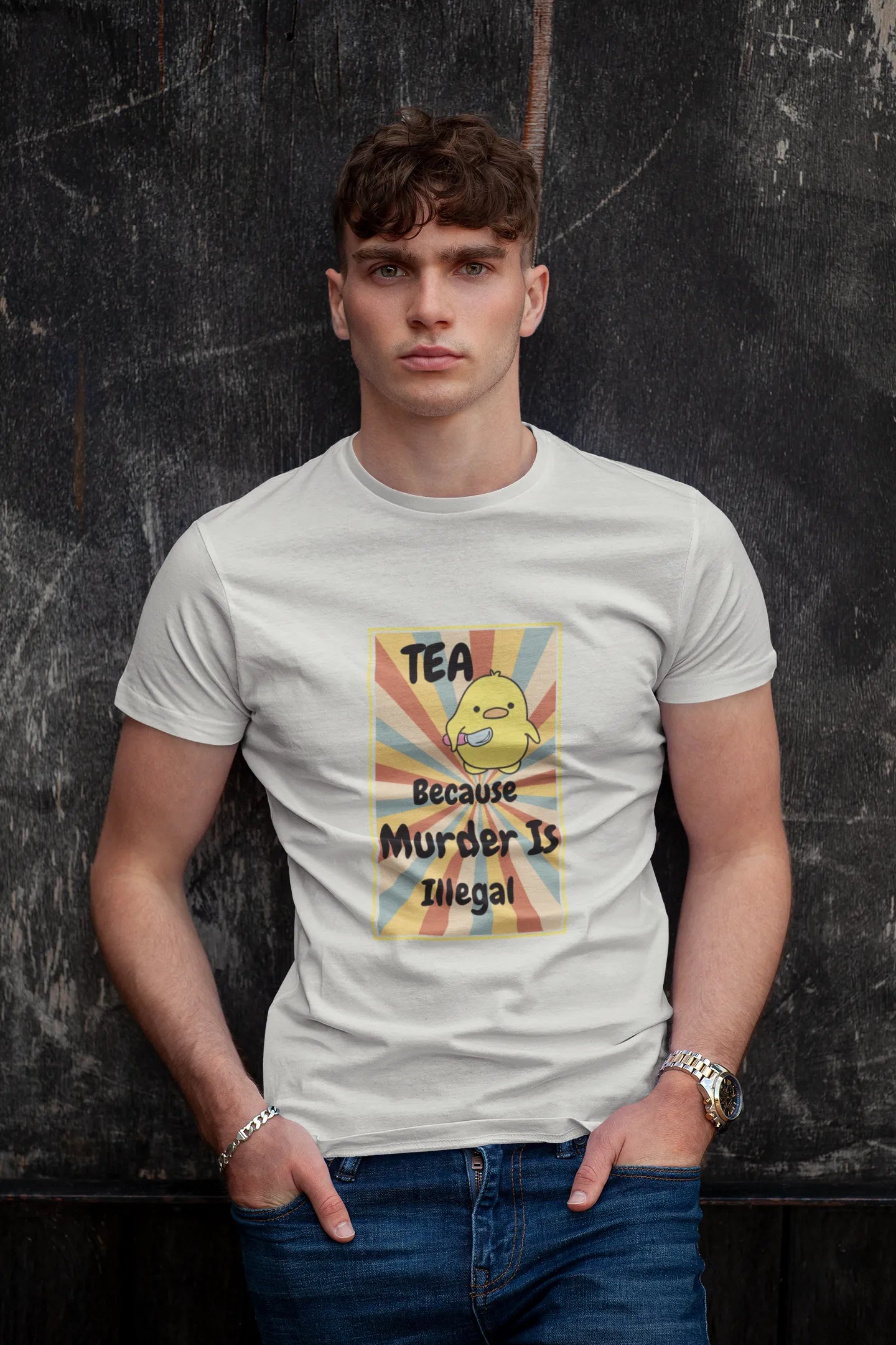 "Tea - Because Murder is Illegal" | Men’s T-shirt for Tea Lovers