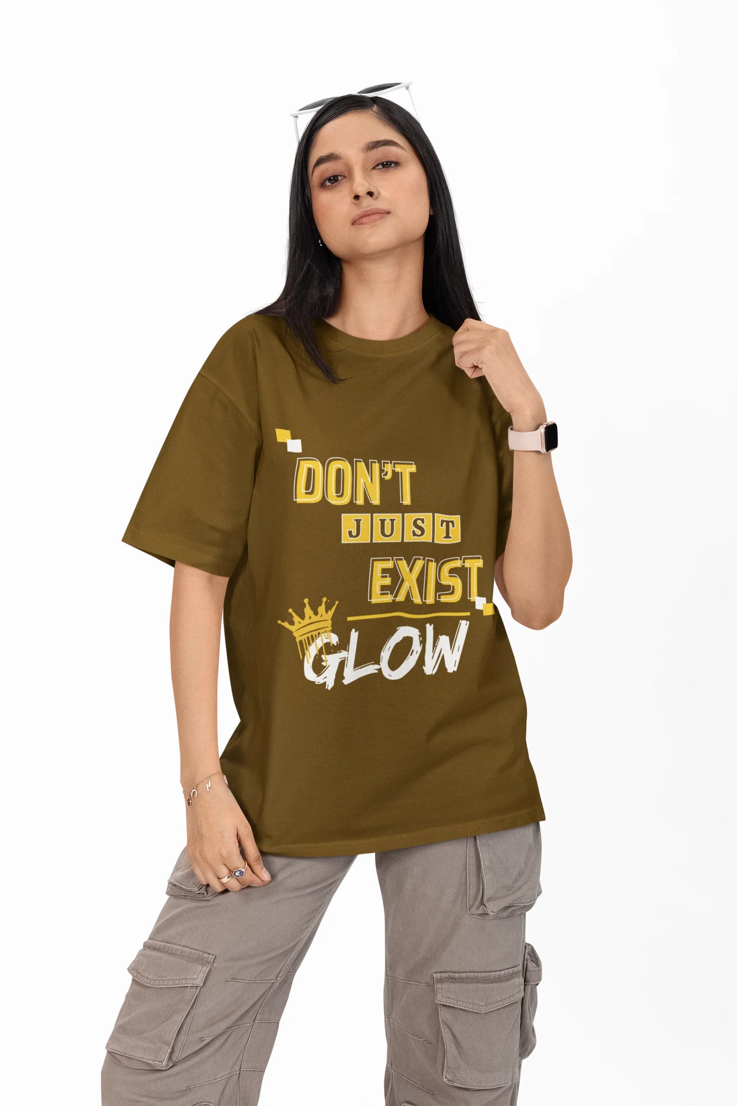 "Don't Just Exist_Glow" | Women’s Motivational T-shirt