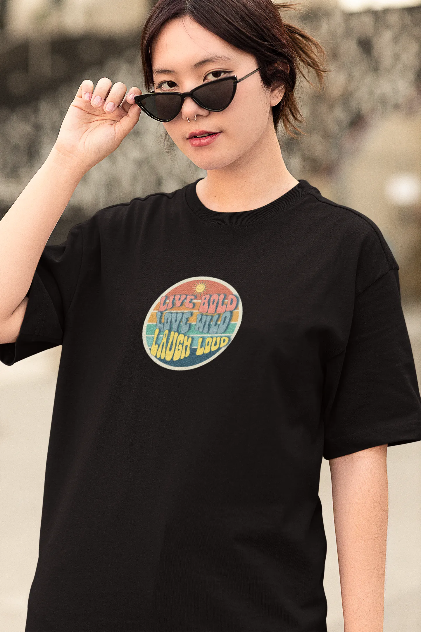 "Live Bold_Love Wild_Laugh Loud" | Women’s Motivational T-shirt