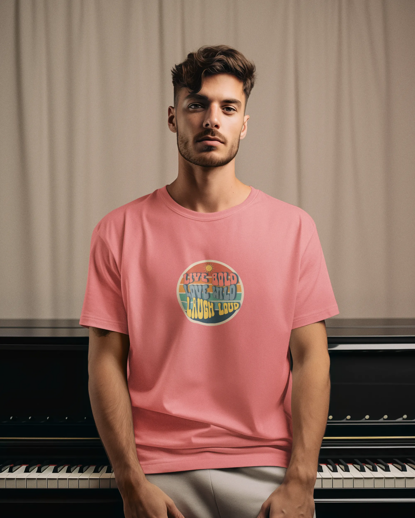 "Live Bold - Love Wild - Laugh Loud" | Men’s Motivational T-shirt