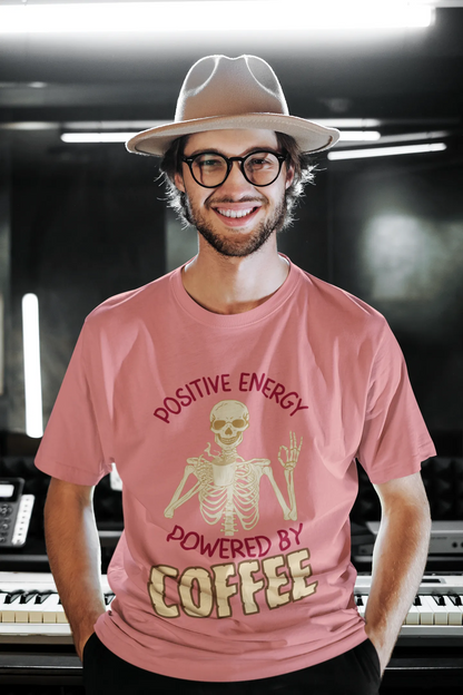 "Positive Energy Powered By Coffee" | Men’s Coffee Lovers T-shirt