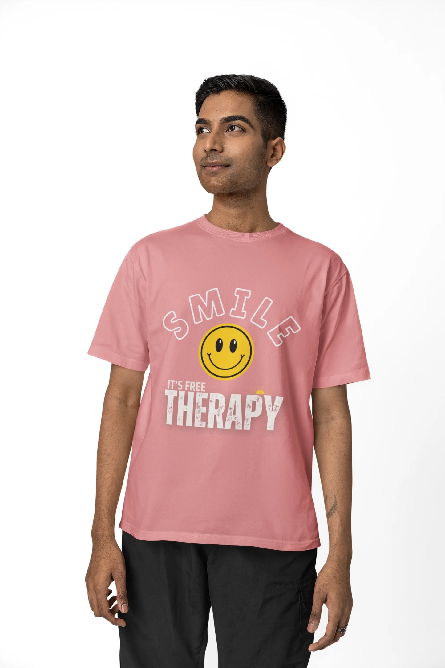 "Smile - It's Free Therapy" | Men’s Motivational T-shirt