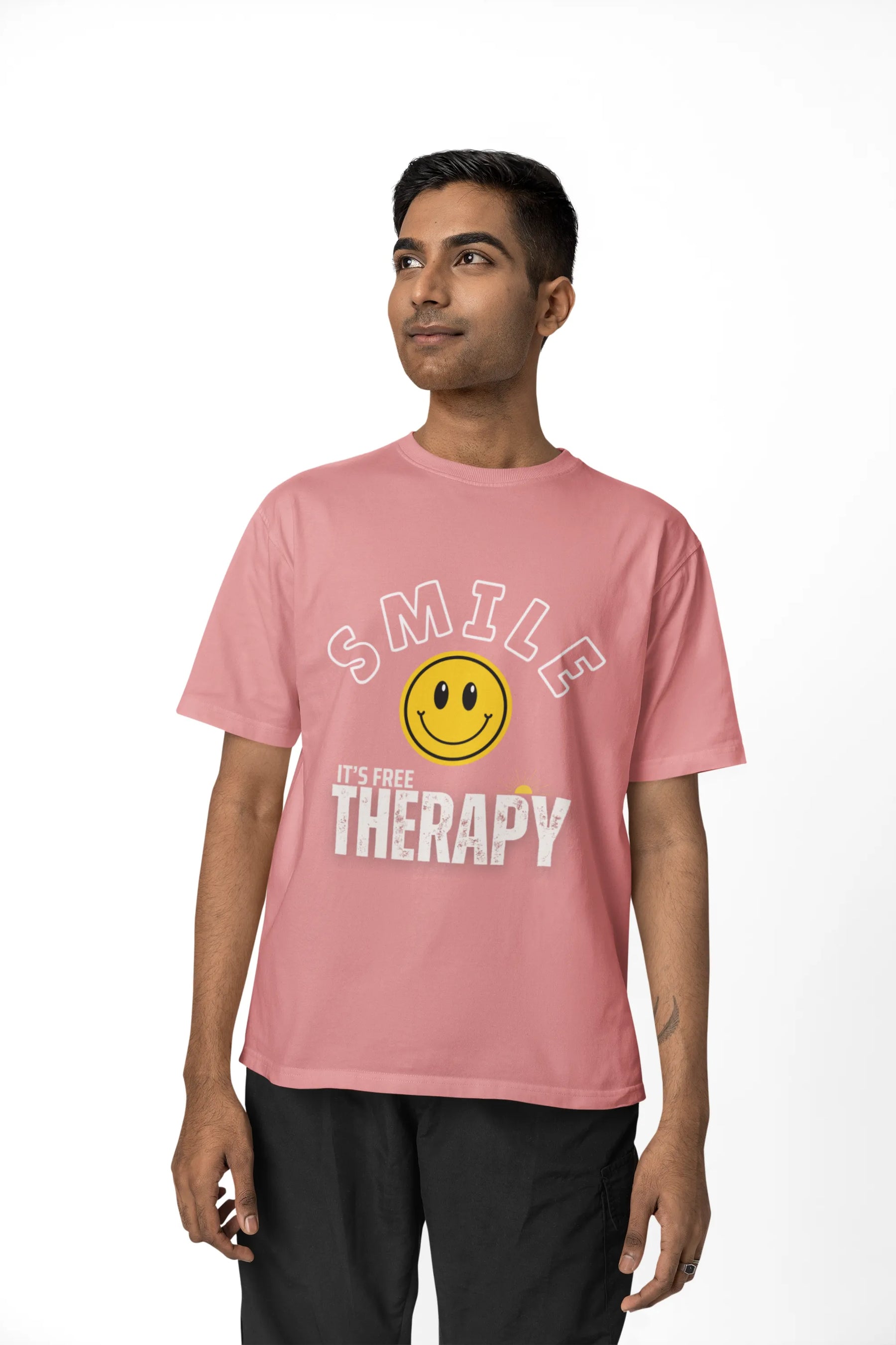 "Smile - It's Free Therapy" | Men’s Motivational T-shirt