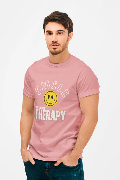"Smile - It's Free Therapy" | Men’s Motivational T-shirt