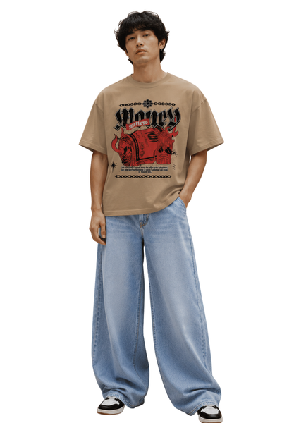 Money Mayhem | Men's Beige T-shirt | Cartoon