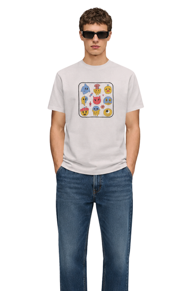 Mood Monsters | Men's Off-White T-shirt | Cartoon