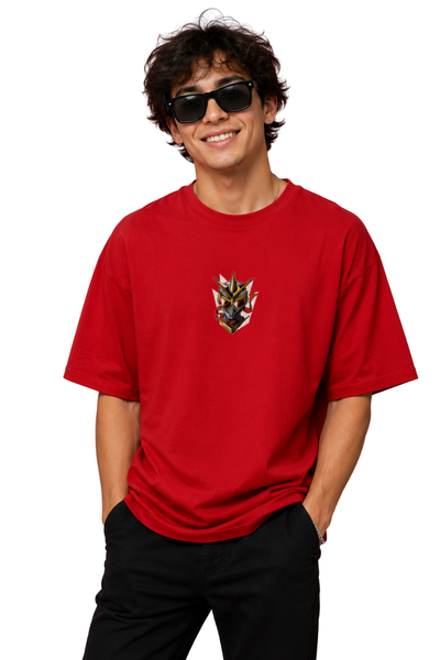 Oni Mask | Men's Red T-shirt | Cartoon