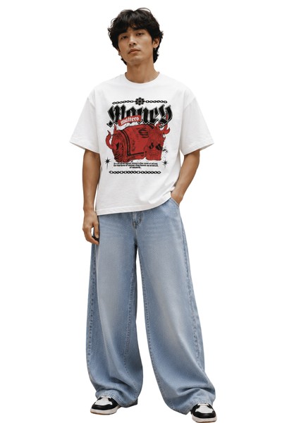 Money Mayhem | Men's Off-White T-shirt | Cartoon