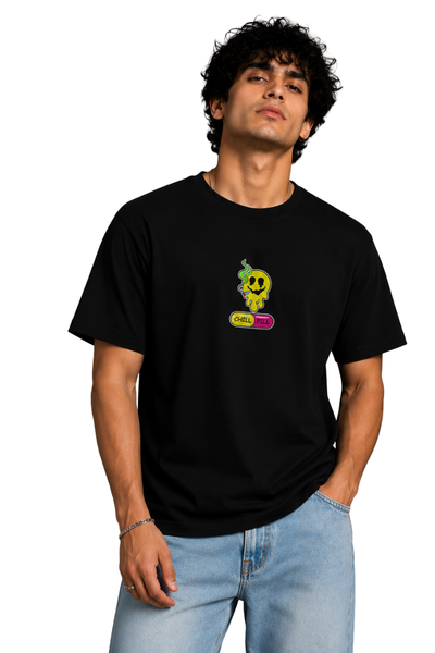 Chill Pill | Men's Black T-shirt | Cartoon