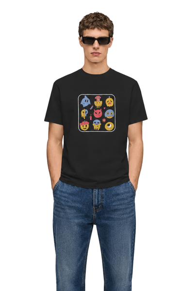 Mood Monsters | Men's Black T-shirt | Cartoon