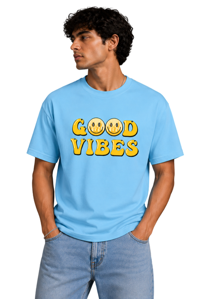 Good Vibes | Men's SkyBlue T-shirt | Cartoon