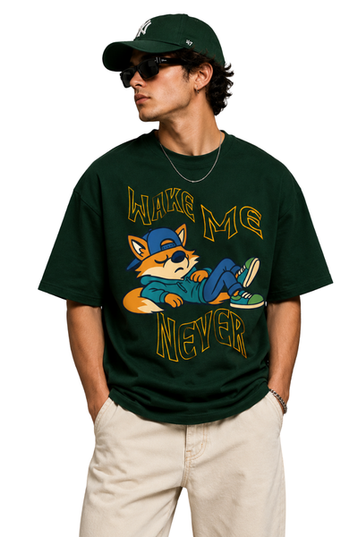 Wake Me Never | Men's Black T-shirt | Cartoon