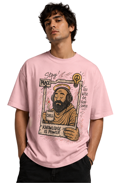 Chill Monk | Men's Black T-shirt | Cartoon