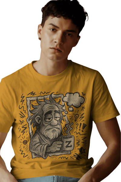Lazy Bean | Men's Mustard T-shirt | Cartoon